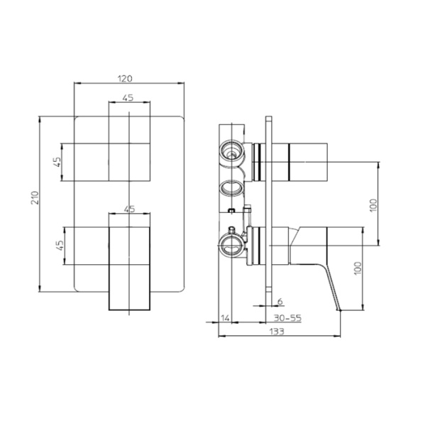 смеситель для душа bossini aki line z00741.030 на 2-5 выходов. цвет: хром