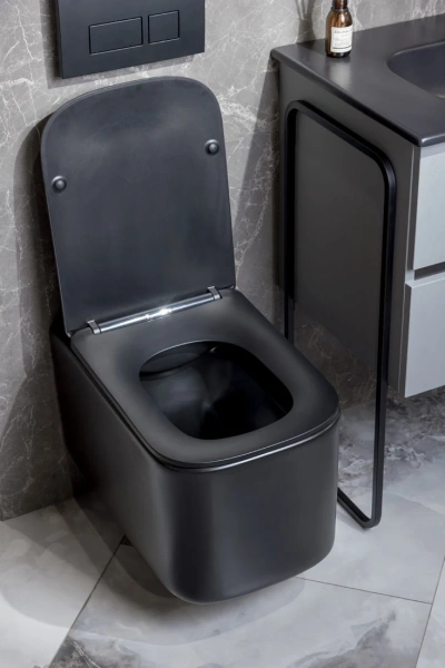 унитаз подвесной boheme mane 970-set-b безободковый, с сиденьем микролифт, черный матовый