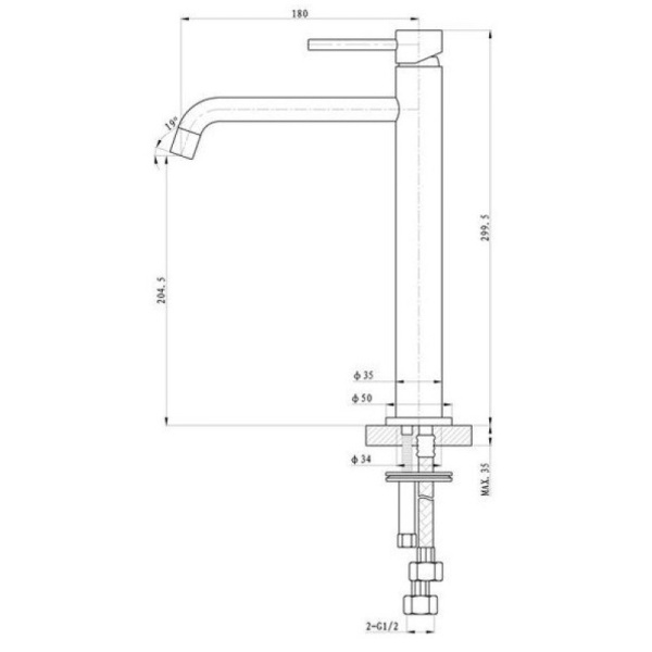 смеситель для раковины без донного клапана caprigo don 53-025-brg