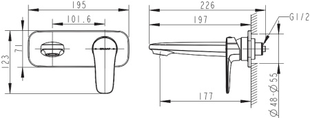 смеситель для раковины bravat source p8173218cp-eng хром