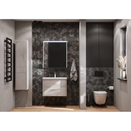 пенал roca ronda zru9303006 подвесной r, бетон/белый матовый