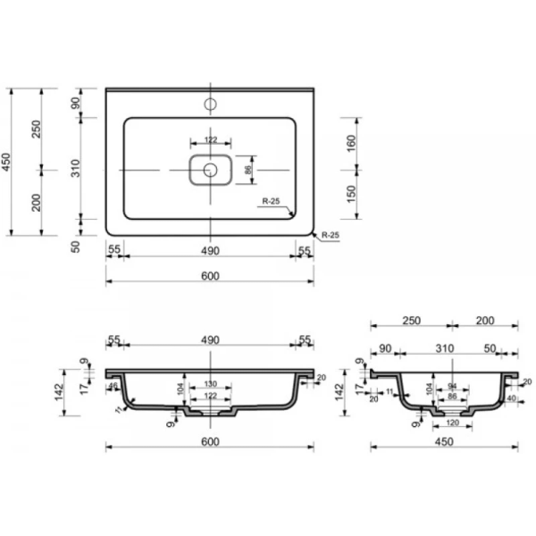 раковина 60x45 см style line каре сс-00002261