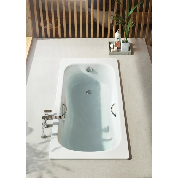 ванна стальная roca princess n 2204e0000 150x75 см, с отверстиями под ручки, антискользящим покрытием, белый