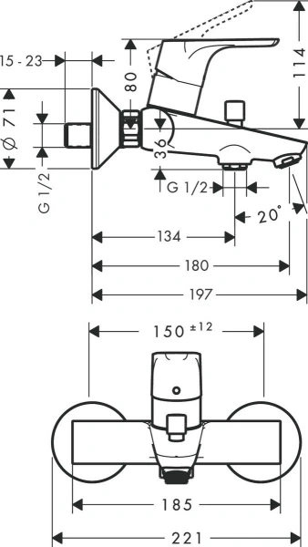 комплект смесителей hansgrohe focus e2 31940000 + 31517000