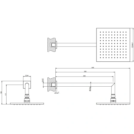 верхний душ gessi emporio 47286#149 ø200#7 мм, с кронштейном, цвет finox