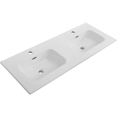 раковина cezares duet czr-8095-120-2 121x46 см, накладная, двойная, цвет белый