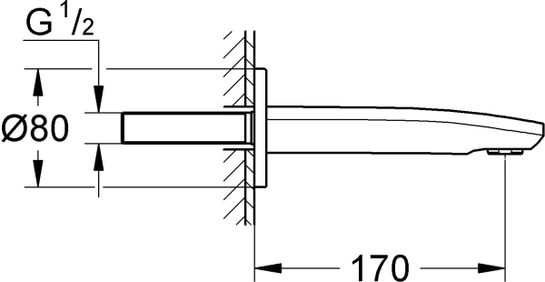 излив grohe eurostyle cosmopolitan 13276002 для ванны,вынос 17 см , хром