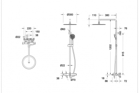 душевая система bravat waterfall ss с термостатическим смесителем f639114c-a5-rus