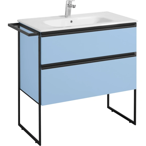 тумба под раковину roca domi zru9307871 78,5 см, подвесная, небесно-синий матовый