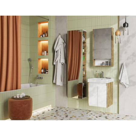 тумба белый глянец/дуб рустикальный 38 см акватон сканди doors 1a278701sdz90