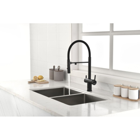 смеситель для кухни с подключением к фильтру paulmark gravity gr213188-401 антрацит/ черный