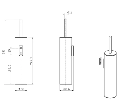 ёршик для унитаза wonzon & woghand ww-v4601-mw настенный, белый матовый