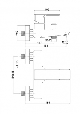смеситель для ванны cersanit geo 63040 хром