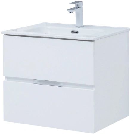 тумба под раковину aquanet алвита new 60 2 ящика, белая матовая, 00277510