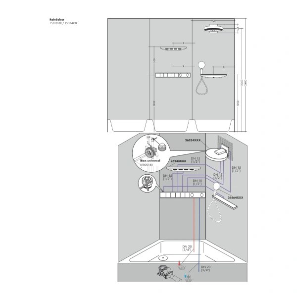 термостат для 5 потребителей hansgrohe rainselect 15384140