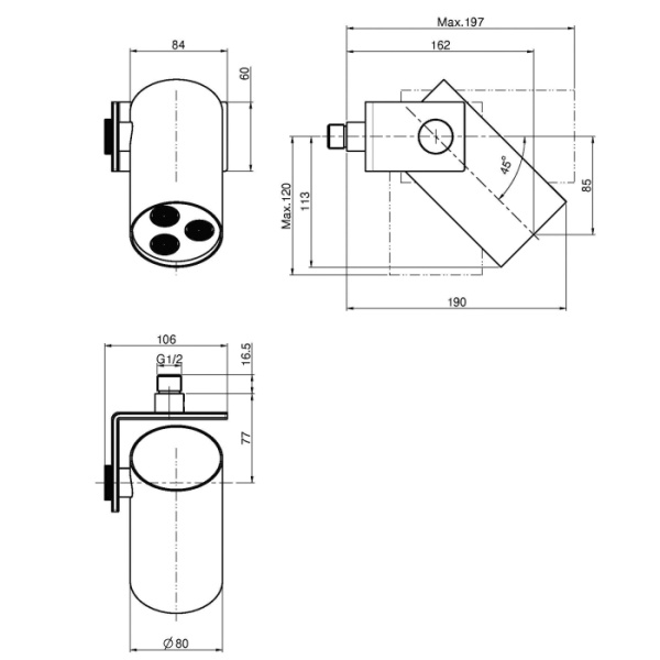 верхний душ 16.3х8 см fima carlo frattini wellness.f5918ns, настенный, цвет черный матовый