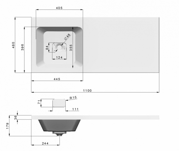 раковина madera kamilla 110 l 4627173210041 на стиральную машину, белая