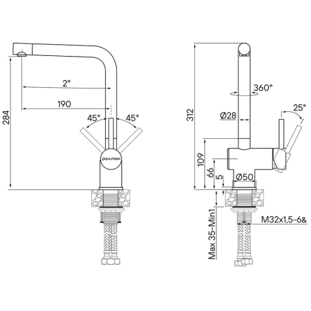 смеситель для кухни paulmark spring sp212067-gm, вороненая сталь