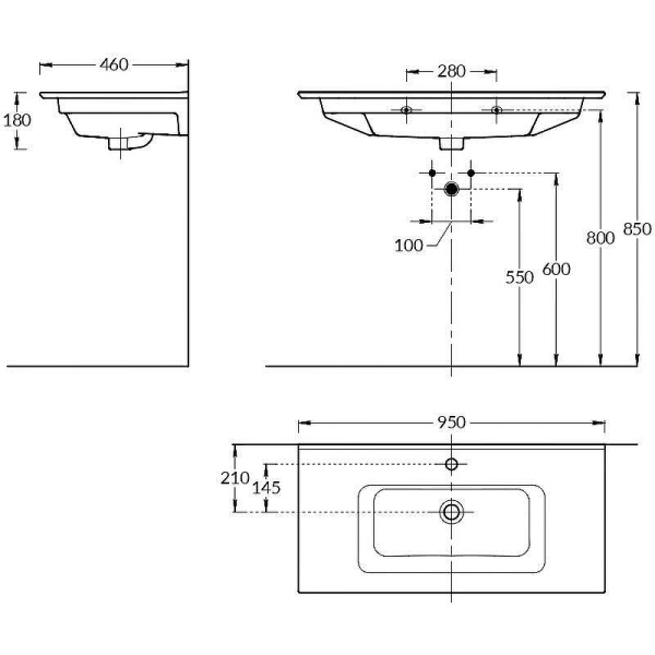 раковина kerama marazzi piano 95 pi.wb.95 белая глянцевая