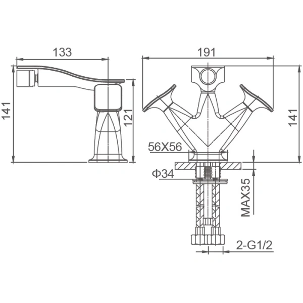 смеситель wonzon & woghand shakespeare ww-655001-cr для биде, без донного клапана, хром