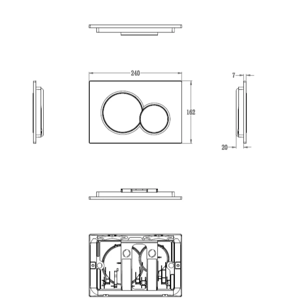 кнопка смыва для инсталляции wonzon & woghand ww-ib232-cr для унитаза, пластик, цвет глянцевый хром