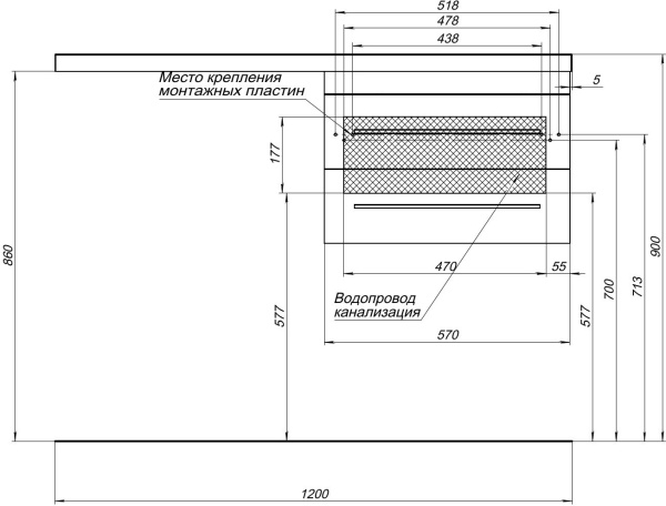 тумба под раковину aquanet верона 00176667 2 ящика, 57x47.4 см, белый глянец