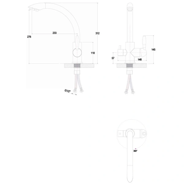 смеситель для кухни paulmark essen es213001-308, черный