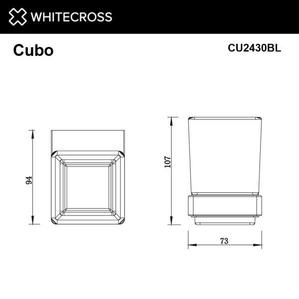 Стакан Whitecross Cubo CU2430BL для щеток, подвесной, стеклянный, черный мат