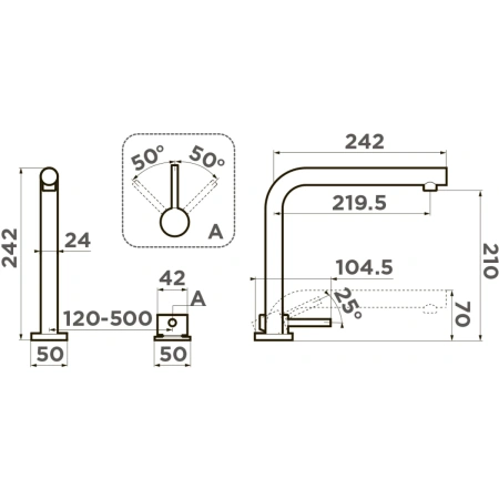 смеситель omoikiri nara 4994484 для кухни, светлое золото