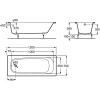 ванна чугунная roca continental 211506001 120x70 см, белый