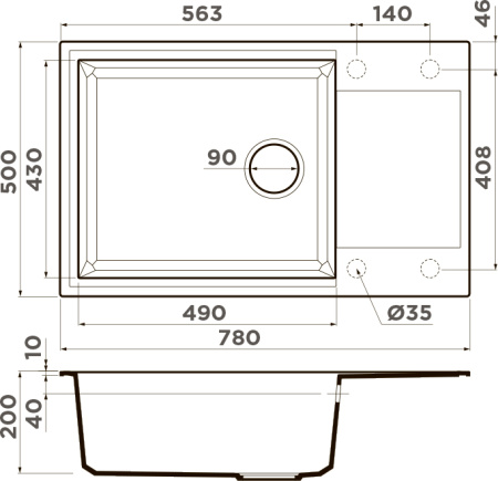 кухонная мойка omoikiri sakaime 78-lb-dc 4993904 темный шоколад