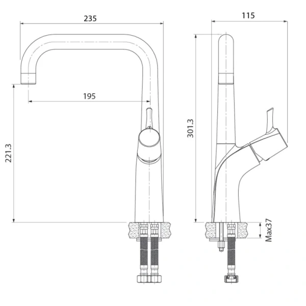 смеситель для кухни iddis kitchen line k07sb0li05