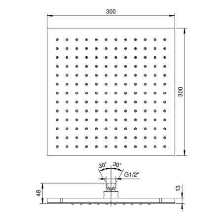 верхний душ 30х30 fantini mint 86 02 8104 хром