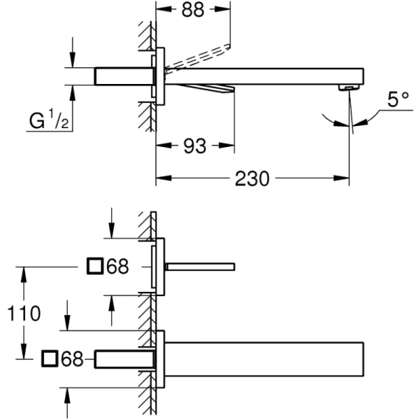 смеситель для раковины без донного клапана grohe eurocube joy 19998000