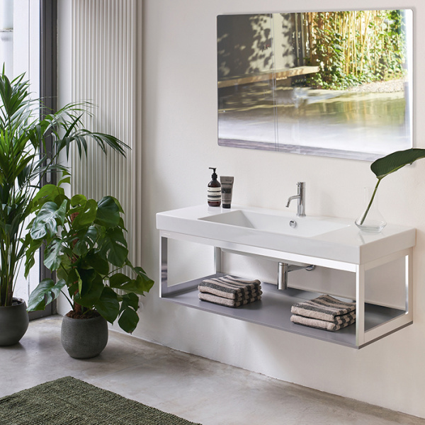 раковина catalano zero 125x50 см, с 1 отв., белый глянцевый