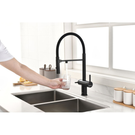 смеситель для кухни с подключением к фильтру paulmark gravity gr213188-401 антрацит/ черный
