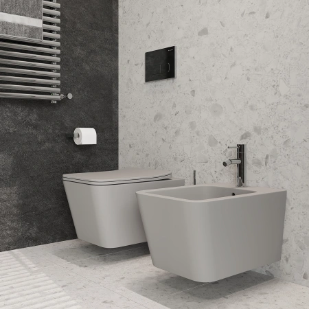 биде aqueduto macio mac0330 подвесное, 52.5х37 см, серый матовый