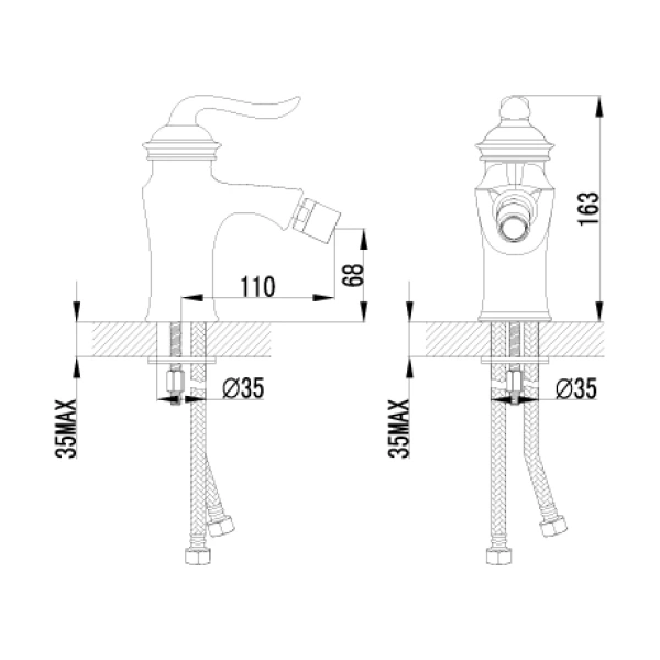 смеситель lemark brava lm4708g для биде, без донного клапана, золотой