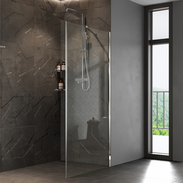 душевая перегородка wasserkraft aller 80 10h06-rp80 профиль хром, стекло прозрачное