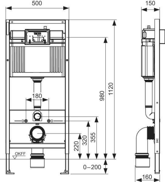 система инсталляции для унитазов tece base 9400413 4 в 1 с кнопкой смыва белая глянец