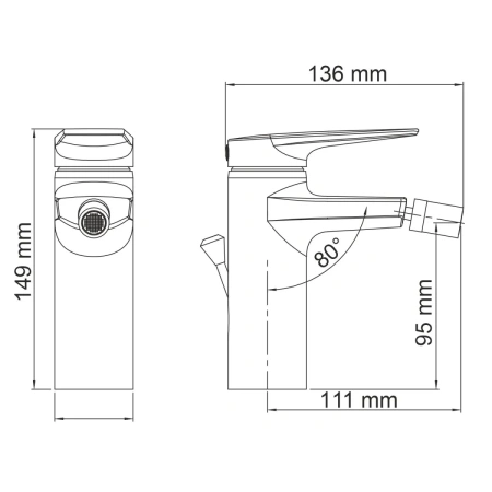 смеситель wasserkraft aisch 5500 5506 для биде, с донным клапаном, золотой матовый
