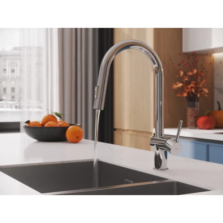 смеситель для кухни cersanit brasko a64841 с выдвижным изливом, хром