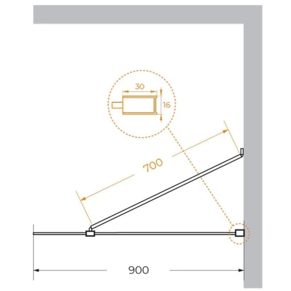 душевая перегородка cezares liberta 90 liberta-l-1-tb-90-br-cr профиль хром стекло бронзовое