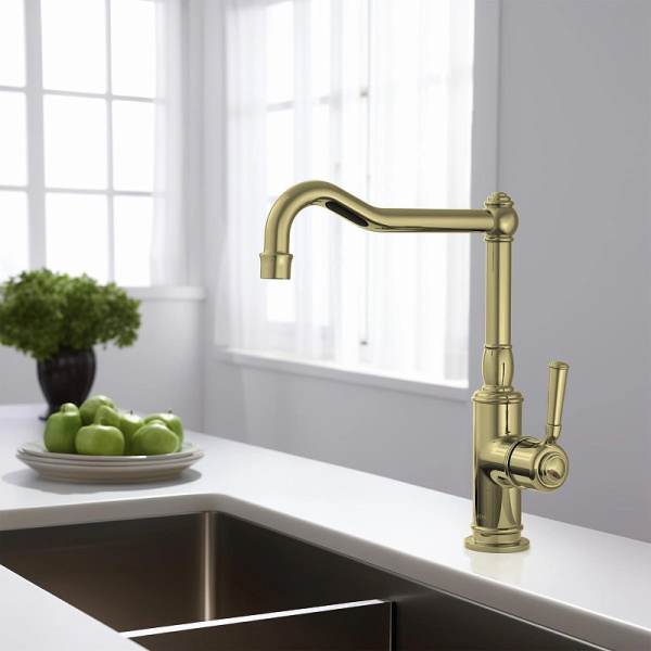 смеситель для кухни aquatek классик aq1580pg, цвет полированное золото.