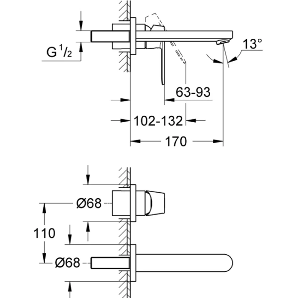 смеситель для раковины без донного клапана grohe eurosmart cosmopolitan 19381000