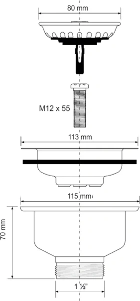 донный клапан mcalpine mrskw7st для раковины, без перелива, с пробкой-решеткой, хром