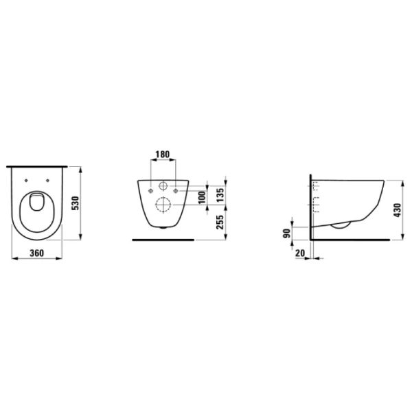 унитаз подвесной laufen pro 8.2095.6.000.000.1, без сиденья, цвет белый.