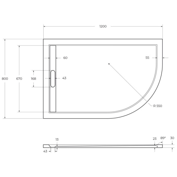 душевой поддон из литого мрамора 120x80 cezares tray-as-rh-120/80-30-w-l