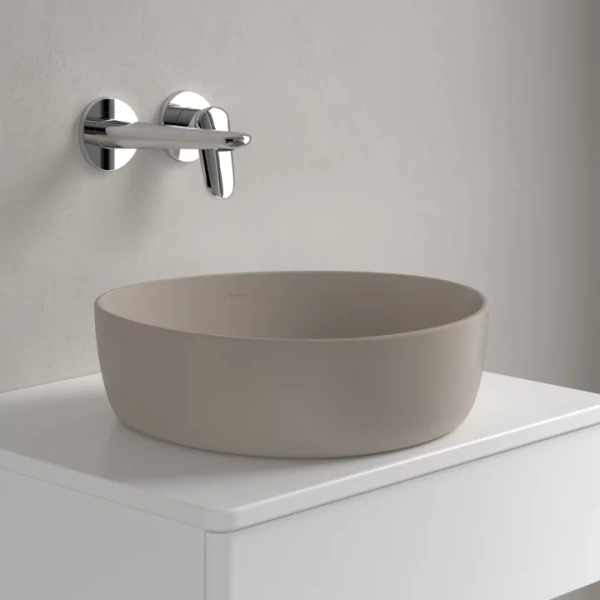 раковина villeroy & boch antao 4a7240am накладная, 40x39.5 см, almond с покрытием ceramicplus