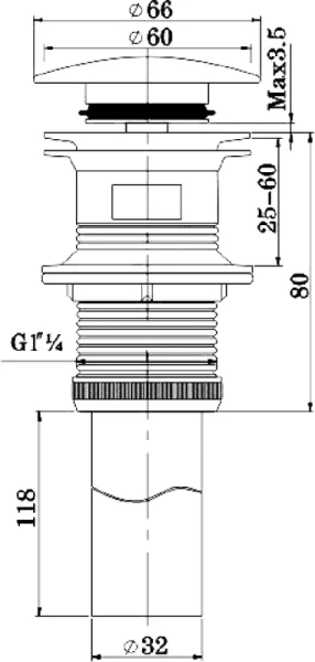 донный клапан vincea dbs-616mw клик клак белый матовый